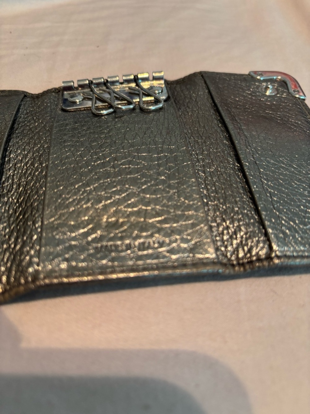 Authentic Prada Metallic Anthracite Leather Key Case – Rare Cahier Hardware - Picture 6 of 11